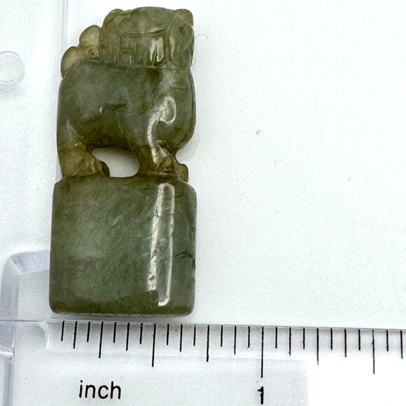 Jade Stone Seal Chop Carving of a Chinese Mythical Beast Foo Dog Vintage #7 - Picture 3 of 8